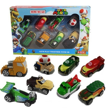 lote de 8 coches de metal super mario bros