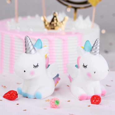 Figuras unicornio rosa y azul