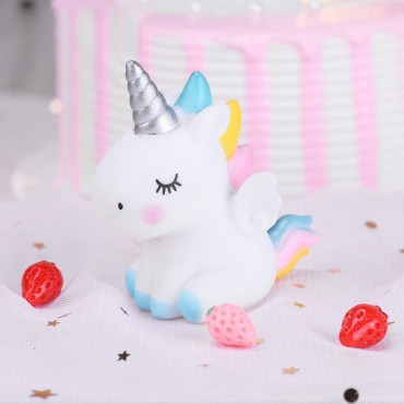 Figuras unicornio rosa y azul