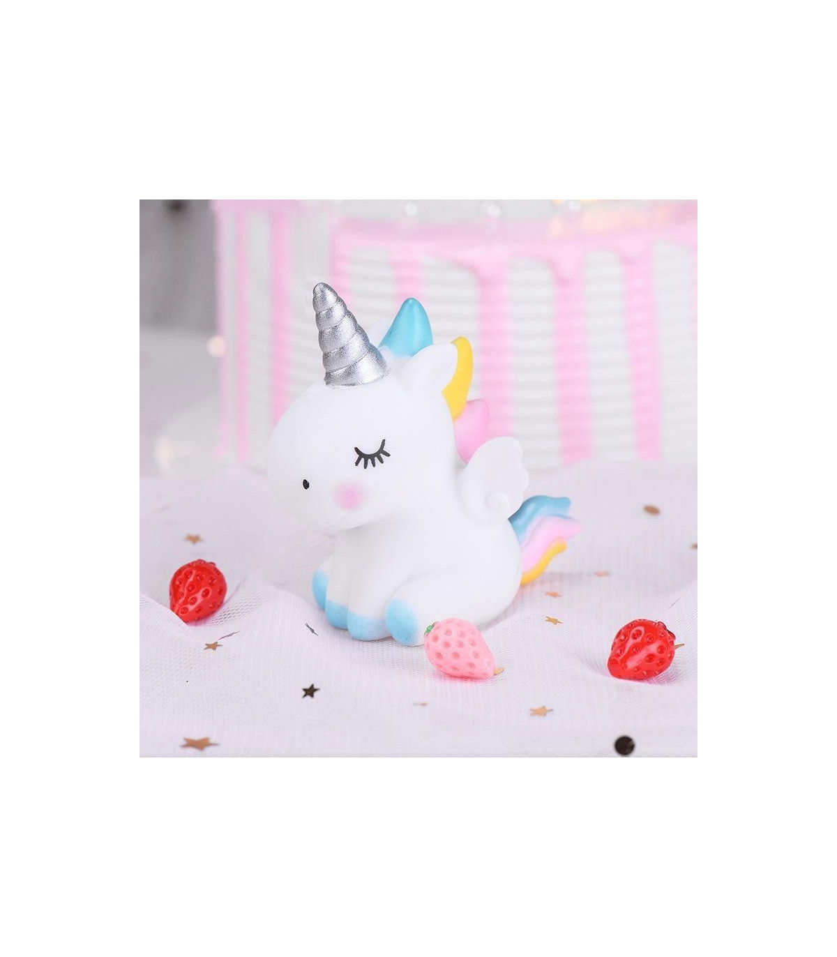 Figuras unicornio rosa y azul