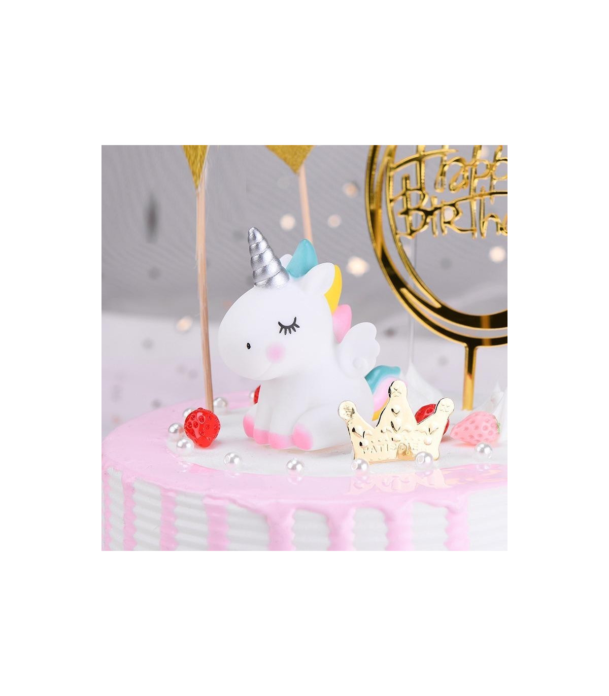 Figuras unicornio rosa y azul