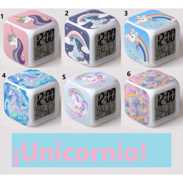 Despertador unicornio cuadrado