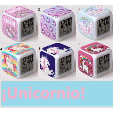Despertador unicornio cuadrado