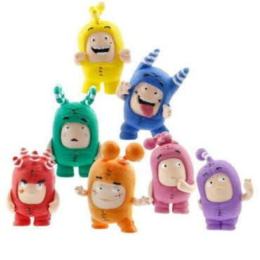 ODDBODS AF3001X Mini Estatuilla Set, 7 PC., Chuddiki, personaje de dibujos animados