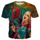 camiseta deadpool y harley quinn  de manga corta