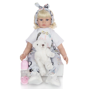 Bebé reborn con ropa y pelo blancos