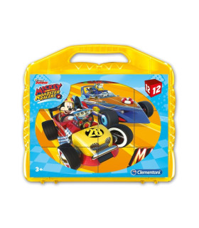 MALETIN 12 CUBOS CLEMENTONI 4x4x4cm MICKEY MOUSE CARRERAS¡