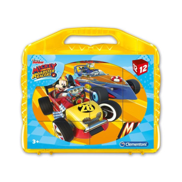 MALETIN 12 CUBOS CLEMENTONI 4x4x4cm MICKEY MOUSE CARRERAS¡