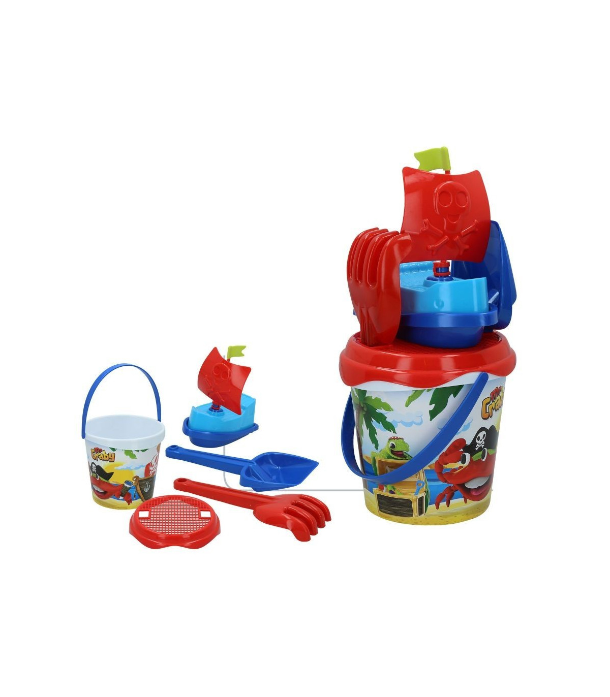 CUBO PIRATA CON BARCO MR CRABY ALTURA 18cm DIAMETRO 15cm