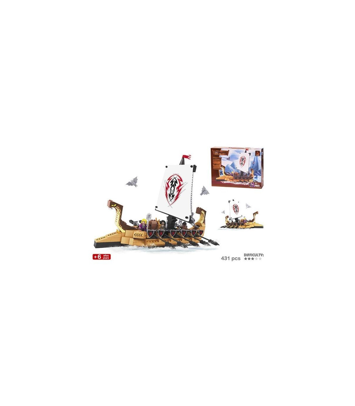 CONSTRUCCION JUEGO 431 PIEZAS 6 AÑOS PIRATAS CAJA 30x41cm