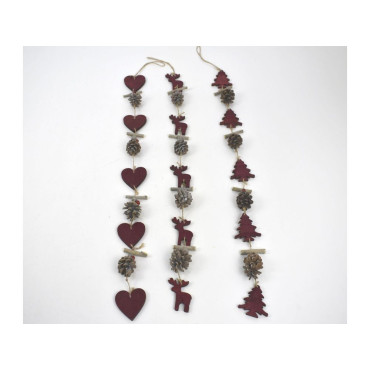 GUIRNALDA FIGURAS MADERA ROJO 74cm 3 SURTIDO A ELEGIR 1