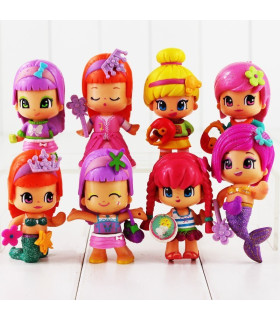 8 unids/lote 8 cm  tipo pin y pon Niñas Sirena Modelo Muñeca Figura de Juguete para Los Niños Jugar A las Casitas