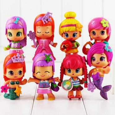 8 unids/lote 8 cm  tipo pin y pon Niñas Sirena Modelo Muñeca Figura de Juguete para Los Niños Jugar A las Casitas